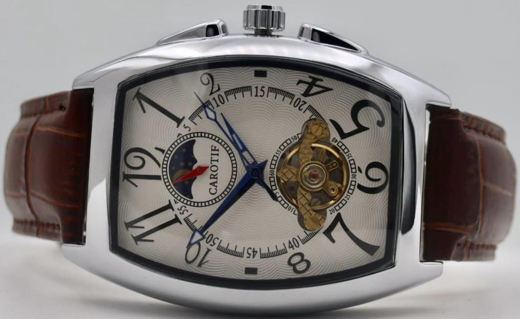 CAROTIF - AUTOMATIK - WATCH - TAG/NACHT ANZEIGE - WEISS - LEDER - NEU1