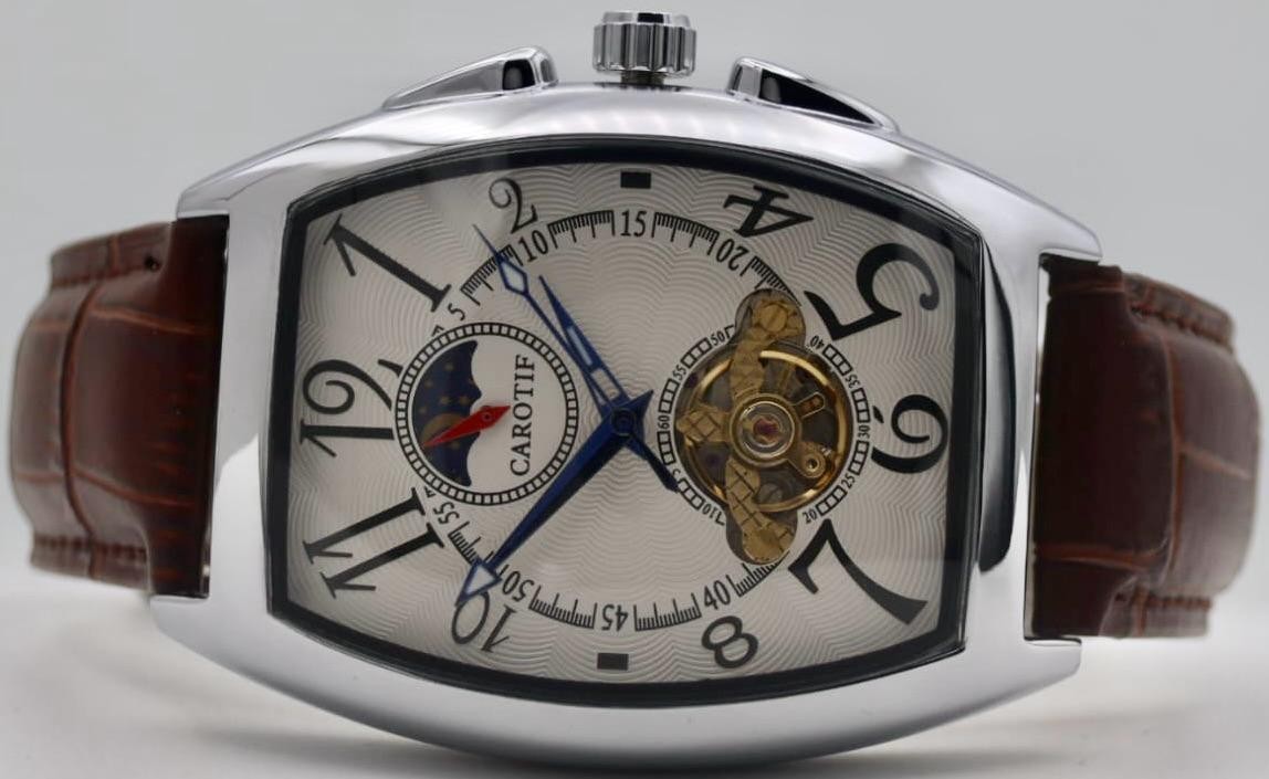 CAROTIF - AUTOMATIK - WATCH - TAG/NACHT ANZEIGE - WEISS - LEDER - NEU1