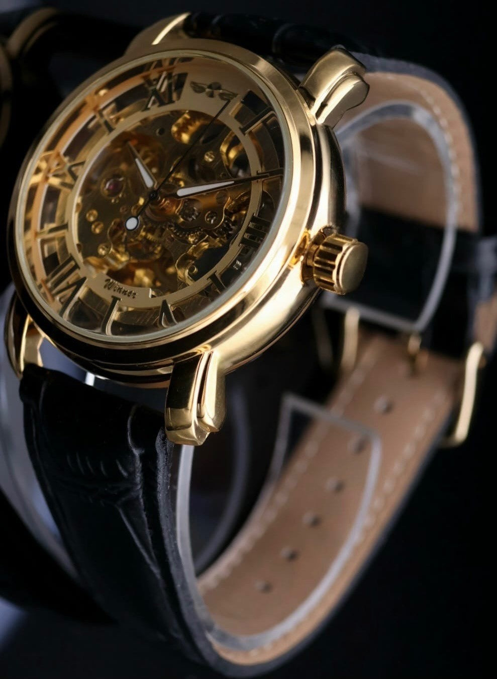 Super Edle Winner Herren Männer Automatik Uhr Gold Schwarz Farben Herrenuhr NEU2