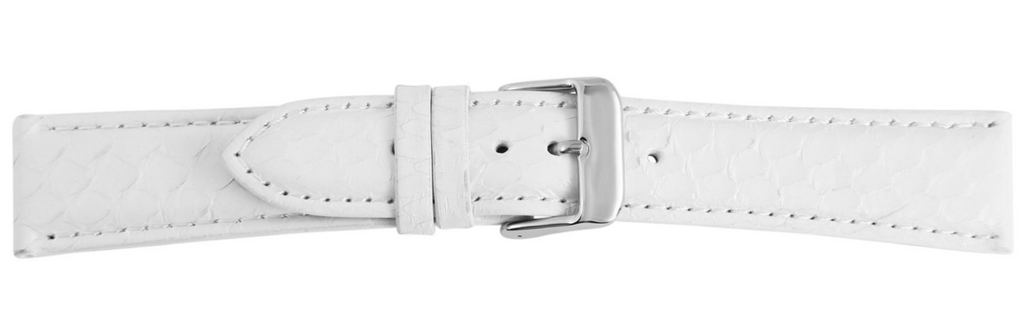 Steinmeister Uhrenarmband Echtleder Armband weiß Schlangenleder gepolstert 24 mm2