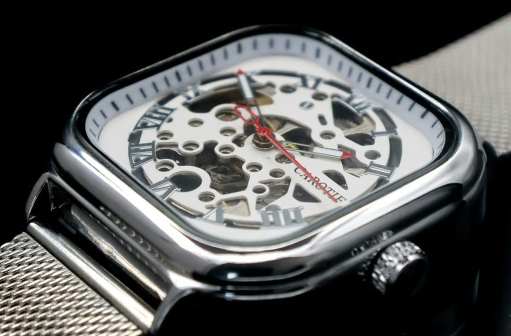 CAROTIF - AUTOMATIK - WATCH - SKELETTUHR - SILBERFARBEN - MESHBAND - 42X42MM1