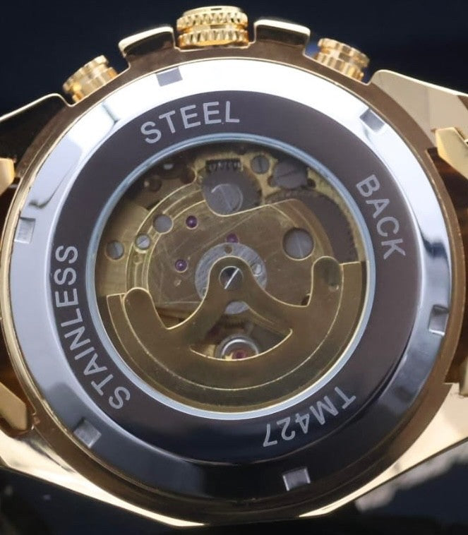 WINNER - HERREN - AUTOMATIK - UHR - GOLD - EDELSTAHL - SKELETTUHR - 42MM2