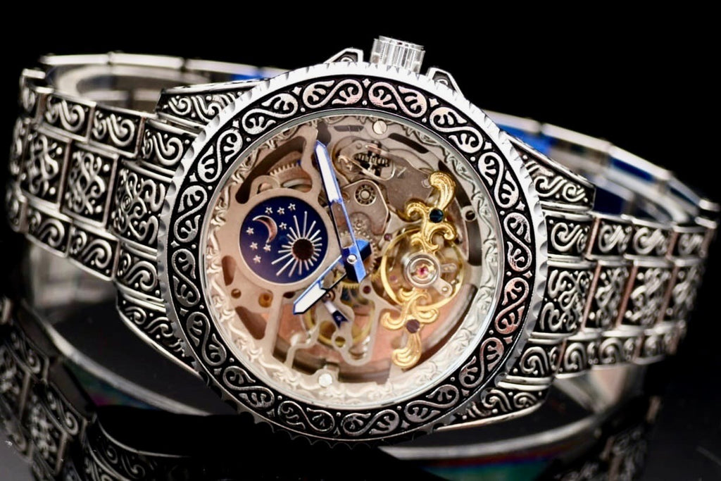 Winner Herren Automatikuhr Edelstahl Skelett Uhr Silber Vintage Luxus Design #0