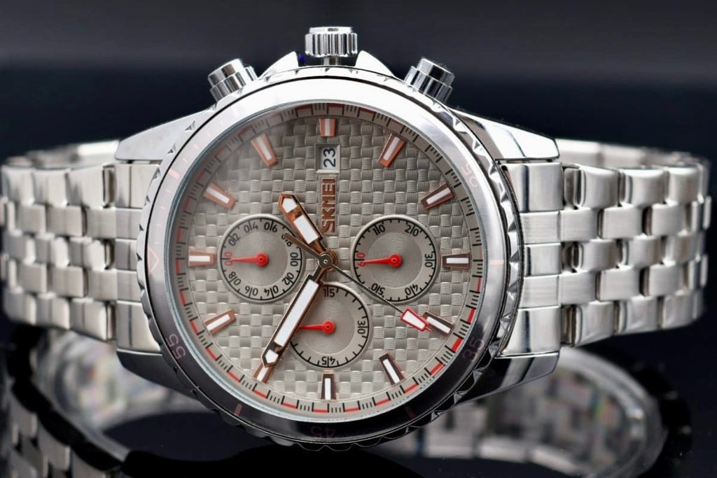 HERRENUHR - SKM  -  CHRONOGRAPH - STOPPFUNKTION - DATUM - EDELSTAHL - 46MM1