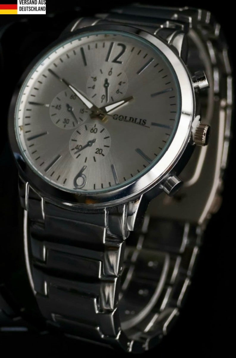 Herren Armband Männer Uhr Silber Farben Chrono Look * NEU * 220