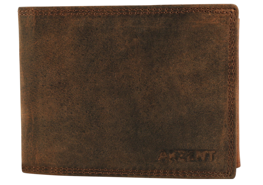 Akzent Leder Geldbörse Echtleder Portemonnaie Geldbeutel 9 X 12 CM Braun RFID 21