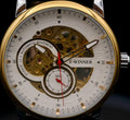 Winner Herren Männer Uhr Automatik Armbanduhr Weiß Schwarz Farben, offene Unruh0