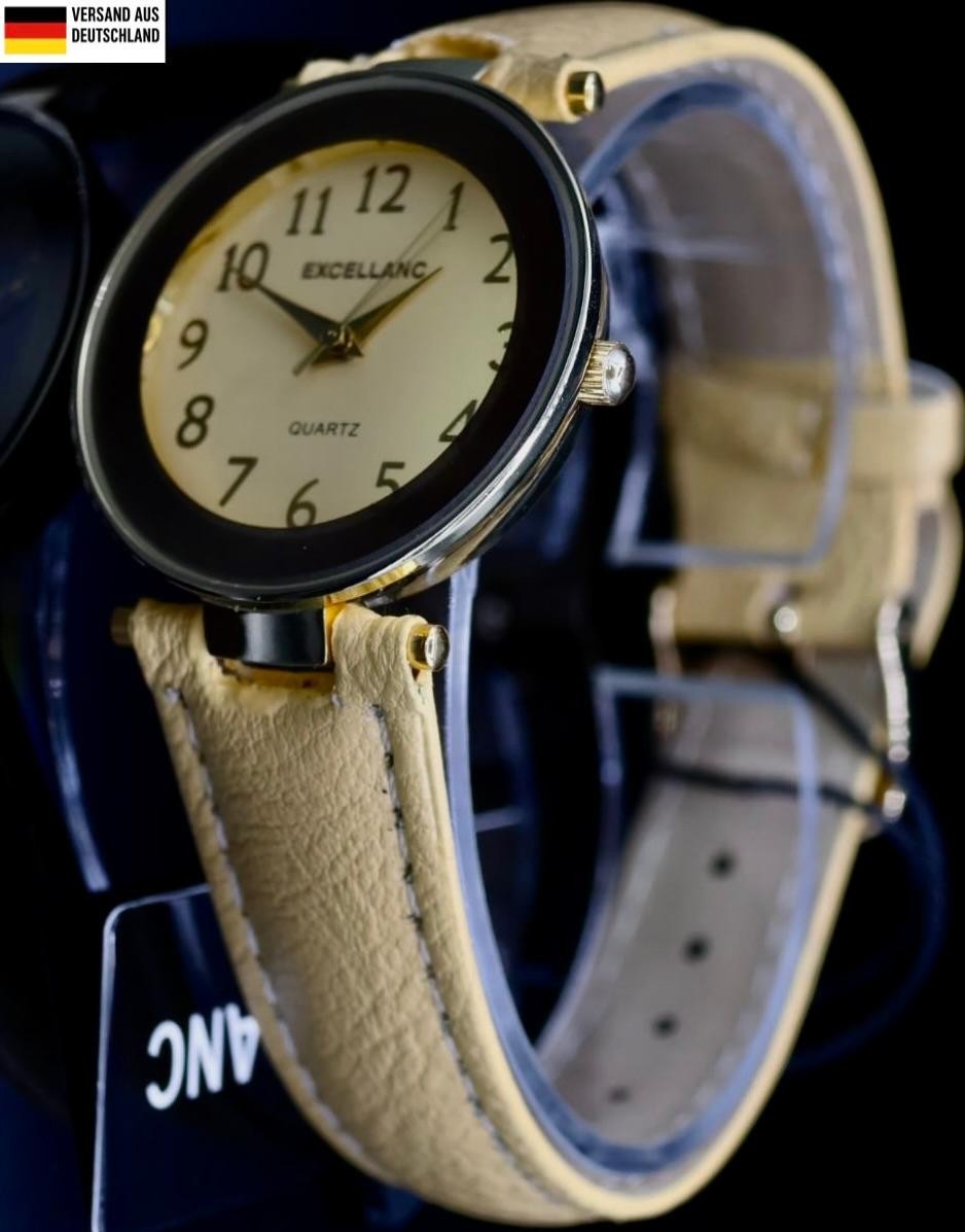 Excellanc Damen Frauen Armband  Gelb Farben Damenuhr Mineralglas Slim Neu 33mm0