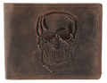 Akzent Leder Geldbörse RFID Echtleder Portemonnaie Geldbeutel Totenkopf Braun 20