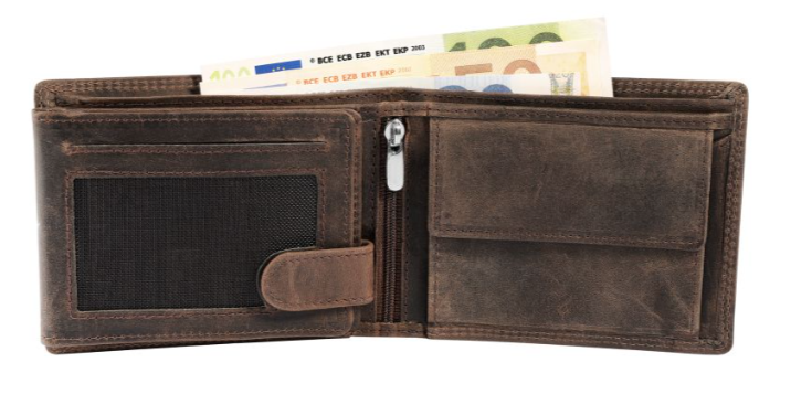 Akzent Leder Geldbörse RFID Echtleder Portemonnaie Geldbeutel Totenkopf Braun 21