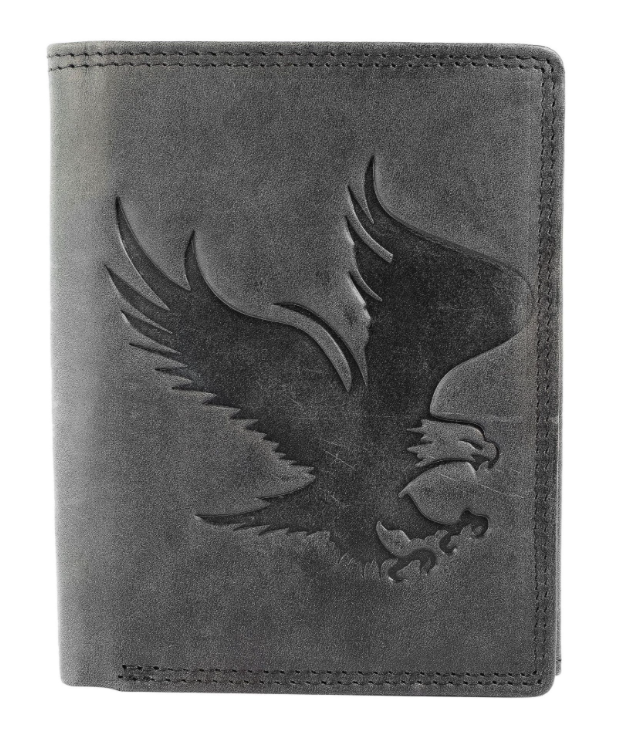 Akzent Leder Portemonnaie Geldbörse Portmonee Echtleder Schwarz RFID Schutz0