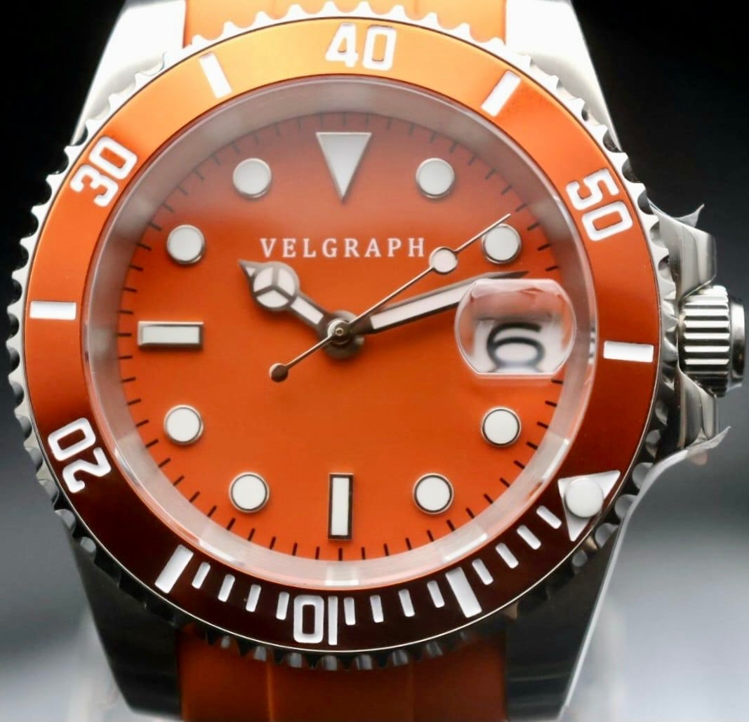 Velgraph 42 mm Automatic Watch | Diver Style | Screw Crown Drehbare Lünette NH350