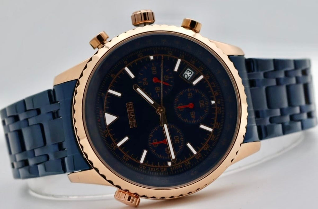 SKM - HERREN - UHR - CHRONOGRAPH - DATUMSANZEIGE - EDELSTAHL - 44MM - BLAU1