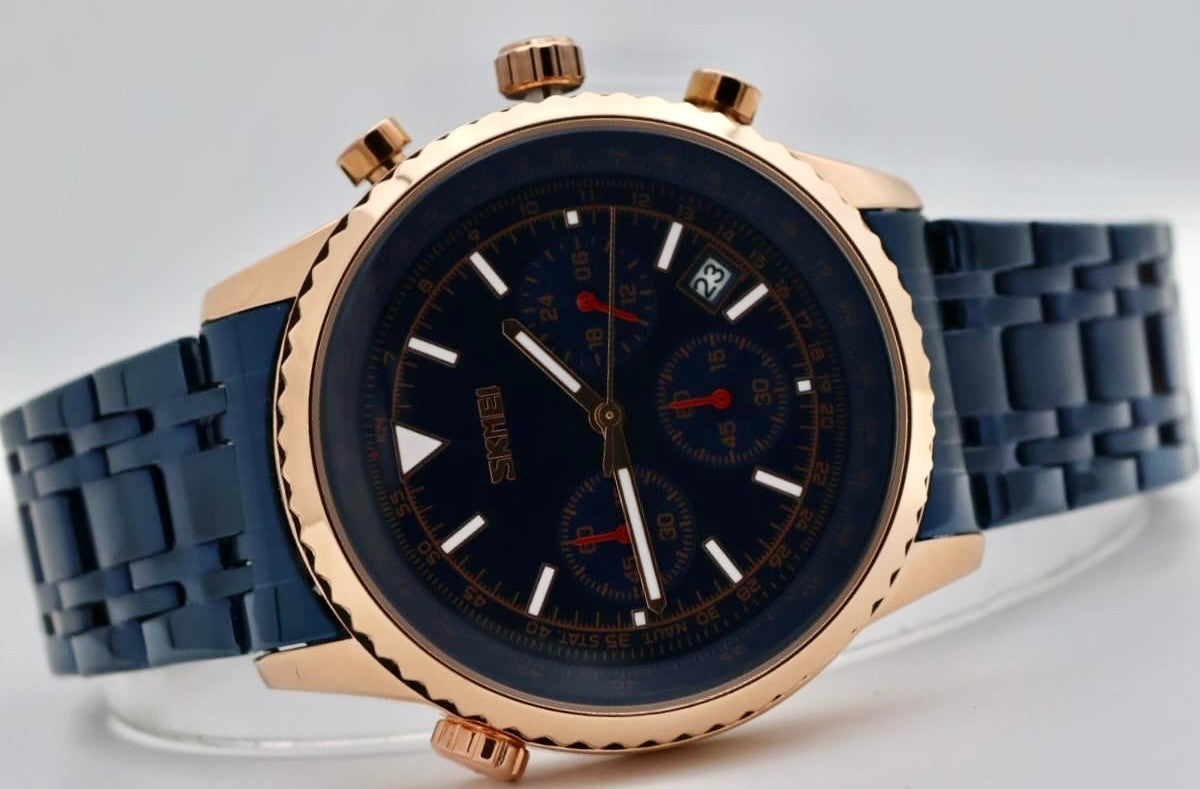 SKM - HERREN - UHR - CHRONOGRAPH - DATUMSANZEIGE - EDELSTAHL - 44MM - BLAU1