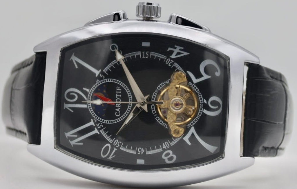 CAROTIF - AUTOMATIK - WATCH - TAG/NACHT ANZEIGE - SCHWARZ - LEDER - NEU1