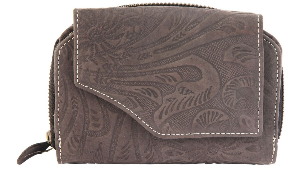 Akzent Wild Leder Geldbörse Echtleder Portemonnaie Geldbeutel mit Blumenprint0