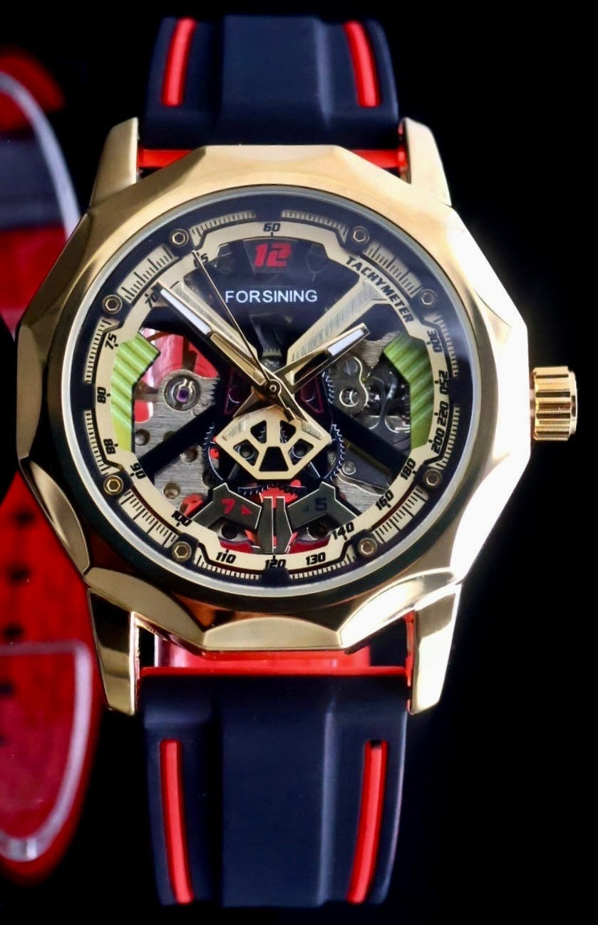 FORSINING - HERREN - UHR - MECHANISCH - HANDAUFZUG - 42MM - SILIKONBAND0