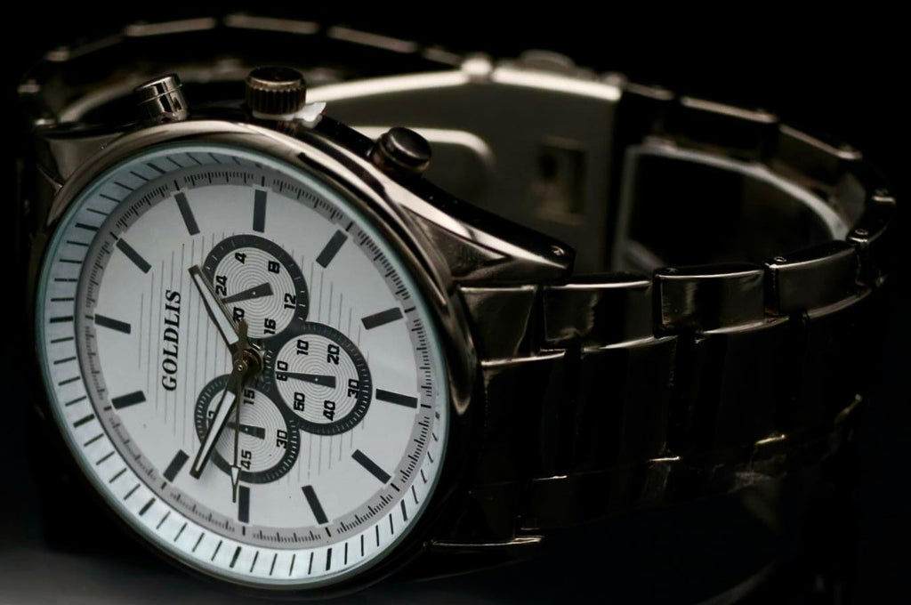 Herren Armband Männer Uhr Schwarz Keramik Look Chrono Look ¨1