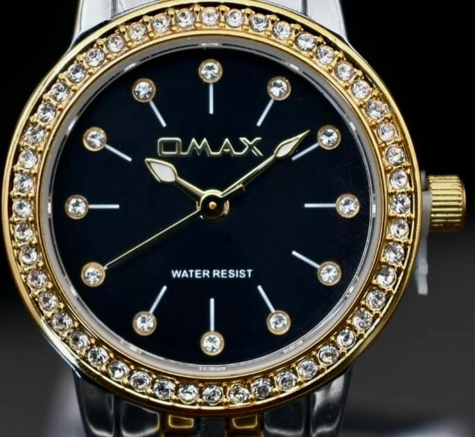 Omax Damen Armband Uhr Silber Gold Farben Bicolor Damenuhr Strass IP Veredelt2