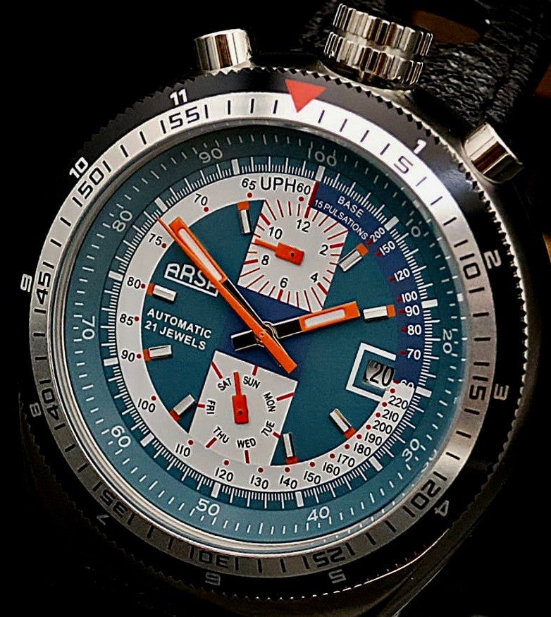 Hochwertige Arsa Herren Uhr Automatikuhr mit Lederband Vollkalender NEU* 1 TAG1