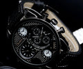XXL Monster Watch Herren Armband Uhr Schwarz Dual Timer 2 Zeitzonen NEU ¨0