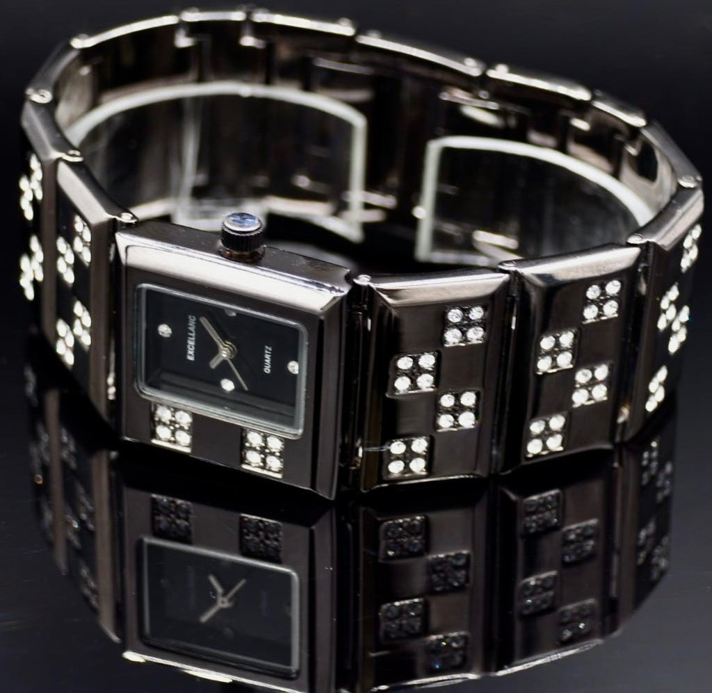 Excellanc Damen Armband Uhr  Silber Farben Damenuhr Strass Mineralglas Exklusiv1