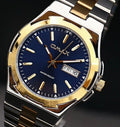Omax Herren Armband Uhr Datum Herrenuhr IP Veredelt Silber Gold Blau Farben NEU0