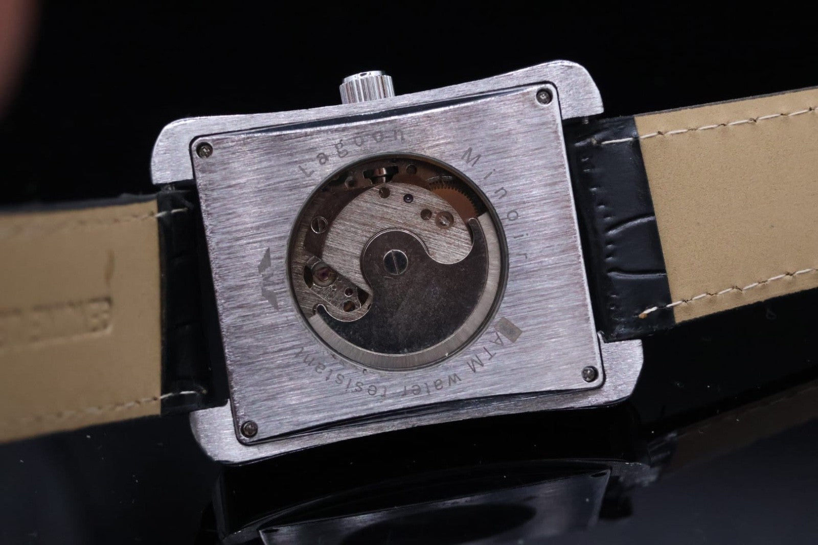 Klassische Herren Uhr Automatikuhr Armbanduhr Schwarz Minoir Lederband Herrenuhr1