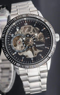WINNER - AUTOMATIK - UHR - HERREN - SKELETTUHR - EDELSTAHL - 44MM - SILBER0