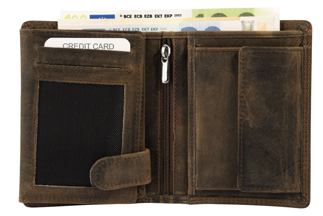 Akzent Basic Leder Geldbörse RFID Schutz Portemonnaie Braun Jäger Motiv 32