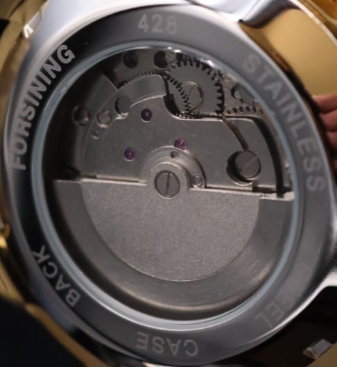 Exklusive Herren Automatik Uhr Herrenuhr Gold Farben mit Datumsanzeige, Kalender3