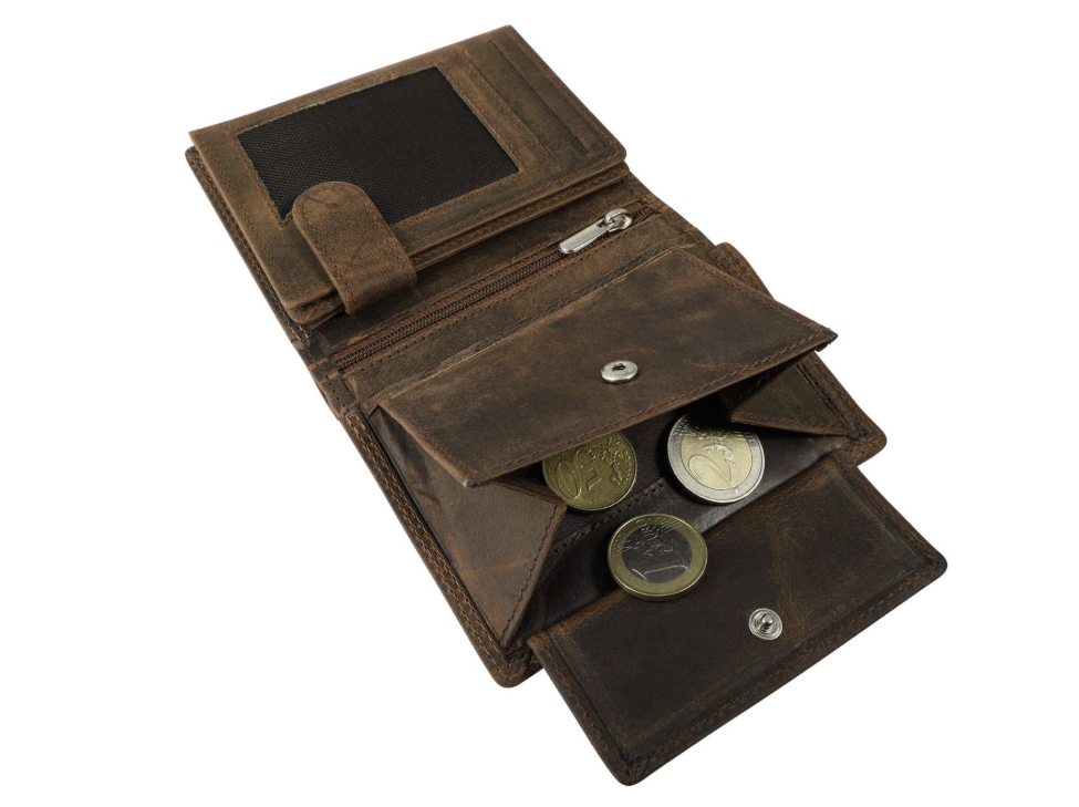 Akzent Leder Geldbörse RFID Schutz Echtleder Portemonnaie Anker Motiv Braun 13