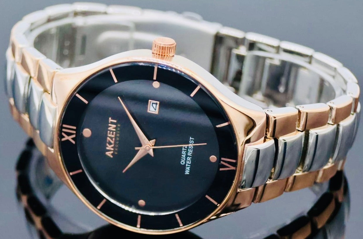 Akzent Exclusive Herren Männer Armband Uhr im Flachem Design NEU1