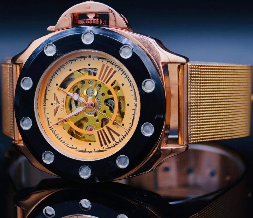 Edle Herren Männer Uhr Automatikuhr Armbanduhr Rosé Farben Minoir Herrenuhr1