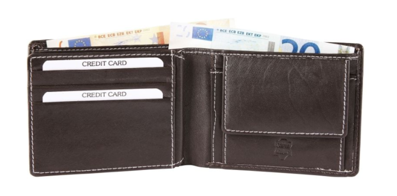 Akzent Leder Dunkelbraun Portemonnaie Geldbeutel Portmonee Echtleder Unisex Neu1