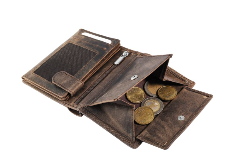 Akzent Leder Portemonnaie Geldbörse Portmonee Echtleder Dunkel Braun RFID Schutz3