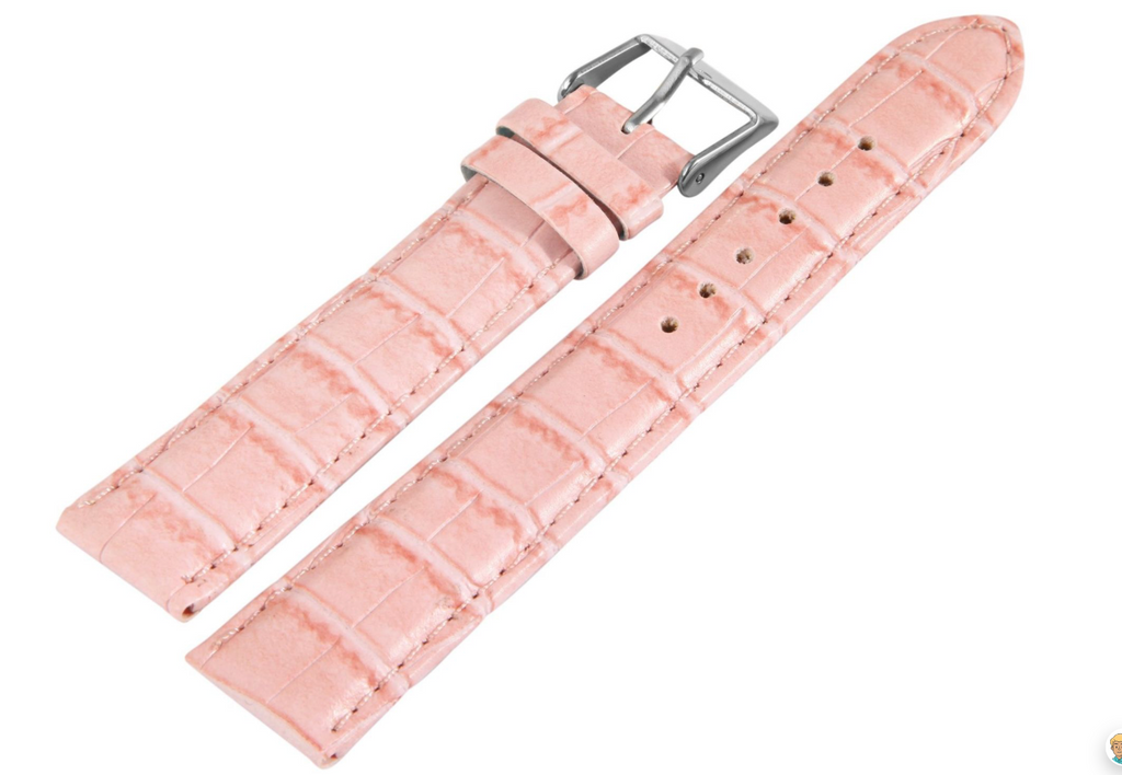 Steinmeister Uhrenarmband Echtleder Armband 20 mm pink Dornschließe pinke Naht0