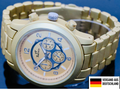 TimeTech Herren Armband Uhr Analog Quarz Uhr Chrono-Optik Gold Farben0