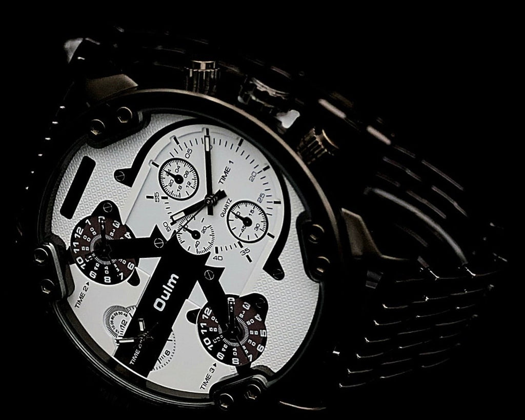 XXL Monster Watch Herren Armband Uhr  Dual Timer  Keramik Design Chrono Look NEU1