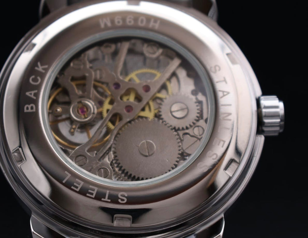 T-Winner Herren Automatikuhr Silber Schwarz Mechanisch Skelett Uhr Luxus Design2