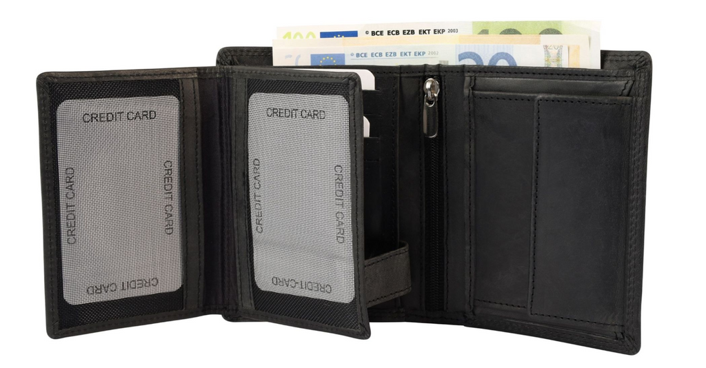 Akzent Leder Geldbörse RFID Schutz Echtleder Portemonnaie Anker Motiv Schwarz2