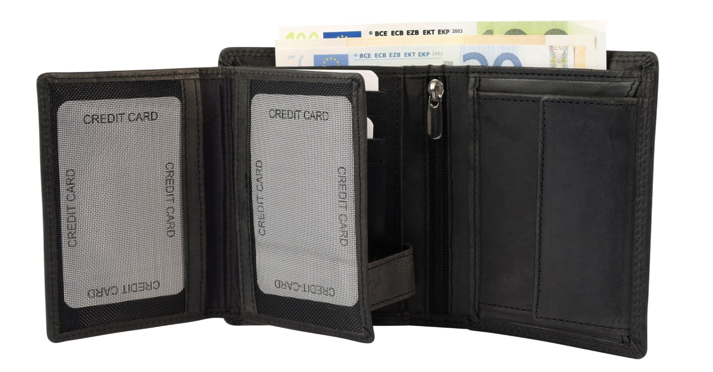 Akzent Leder Geldbörse RFID Schutz Echtleder Portemonnaie Anker Motiv Schwarz2