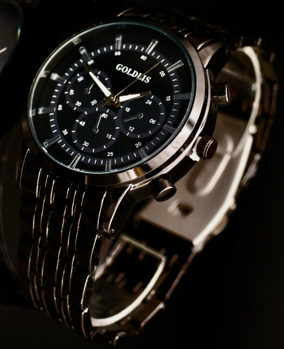 Mega Edle Herren Armband Männer Uhr im Keramik Look Chrono Look NEU1