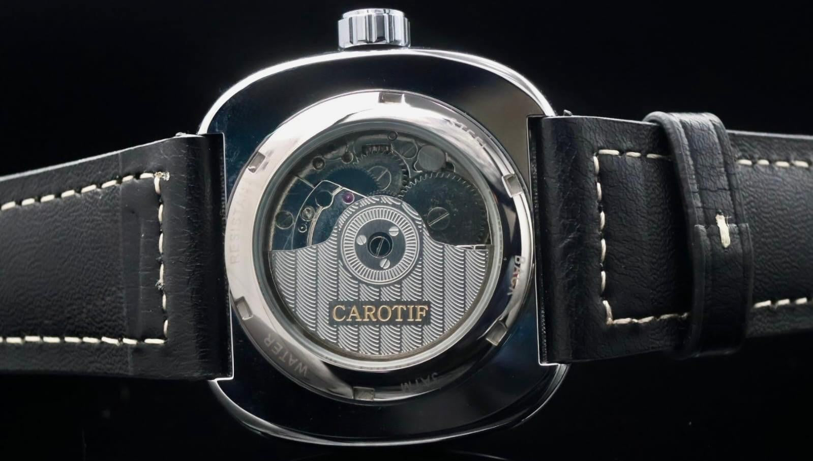 CAROTIF - AUTOMATIK - WATCH - OFFENE UNRUH - SCHWARZ - LEDER - NEU2