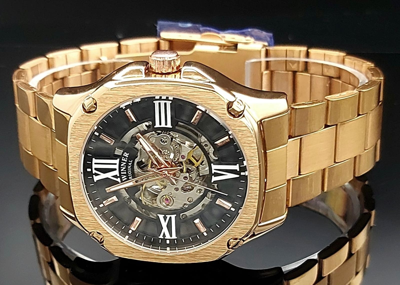 T-WINNER  - HERREN - AUTOMATIK - UHR - SCHWARZ / ROSÉ - SKELETTUHR - EDELSTAHL1