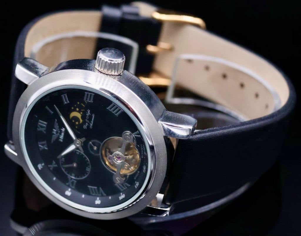 Mega Edle Herren Uhr Automatikuhr Armbanduhr Minoir LUXUS mit offener Unruh TOP1