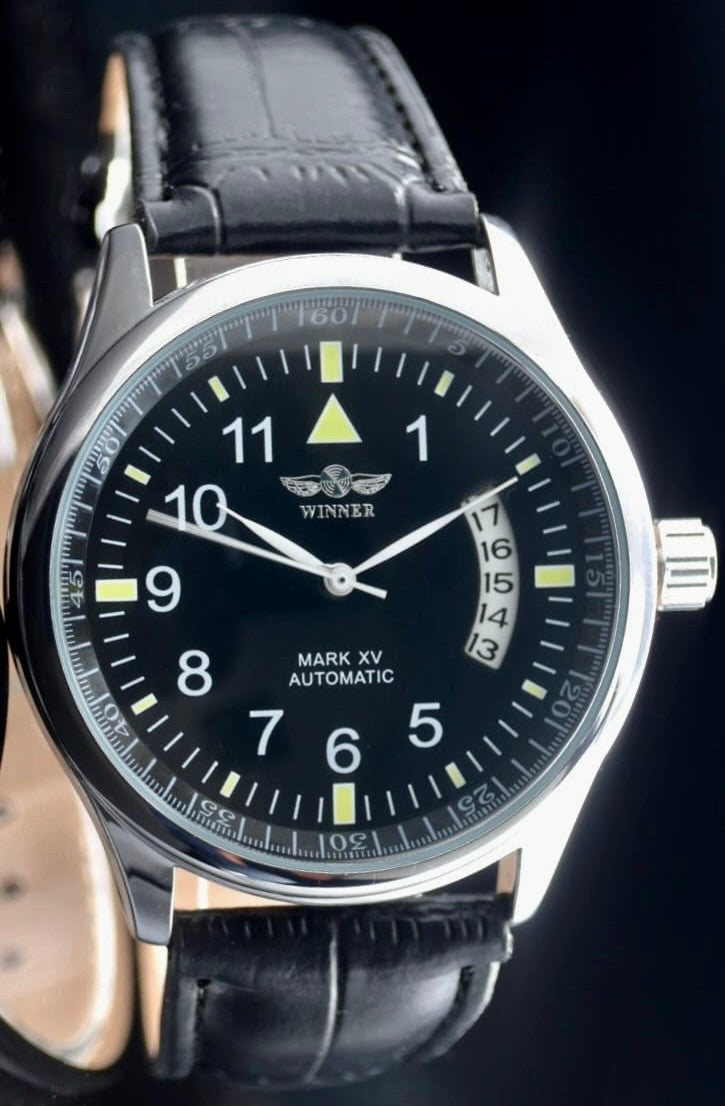 WINNER - HERREN - AUTOMATIK - UHR - DATUMSANZEIGE - 42MM - SCHWARZ - NEU0