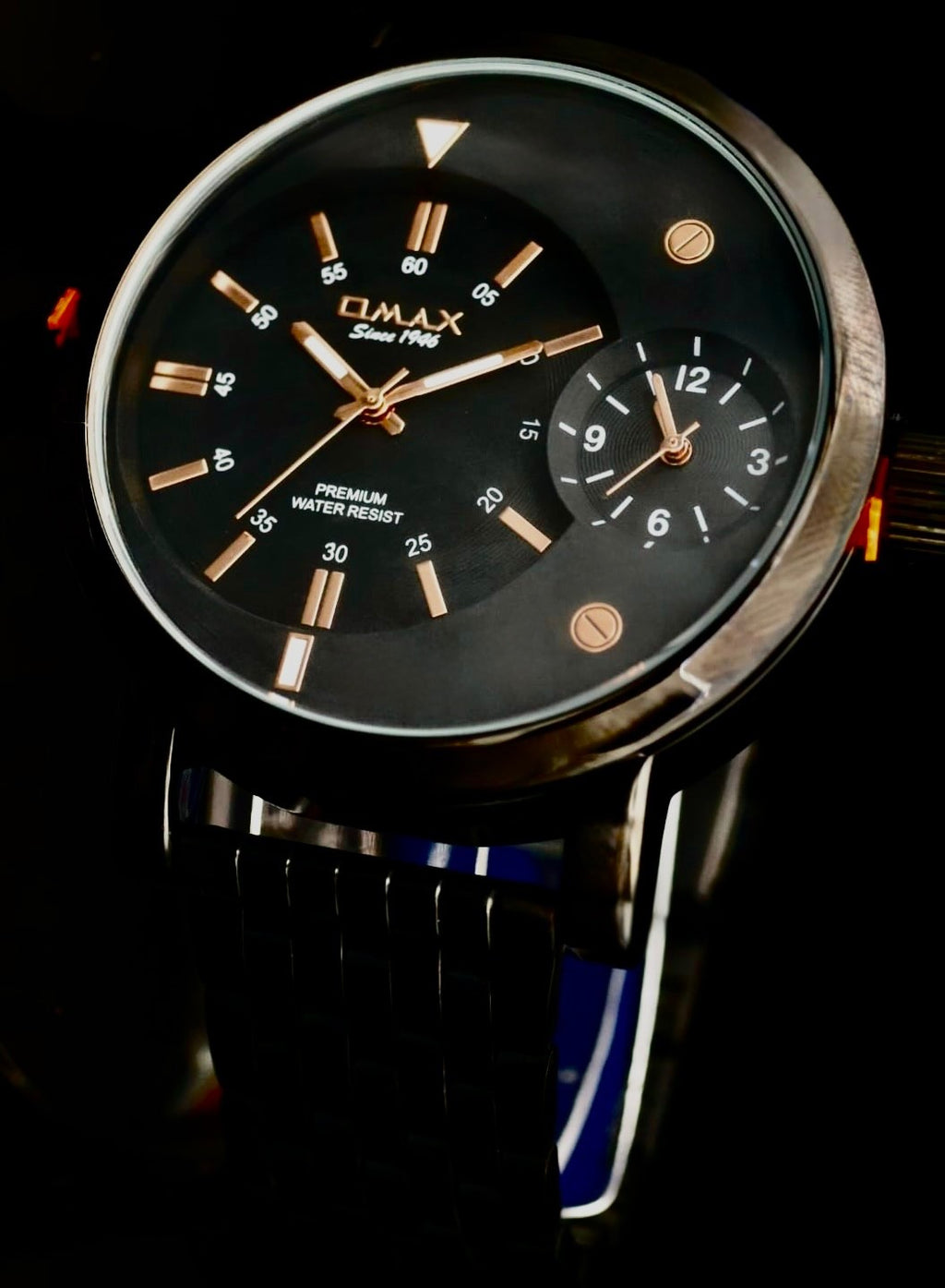 XXL Omax Monster Watch Herren Armband Uhr Schwarz Rose Farben Dual Timer NEU **0