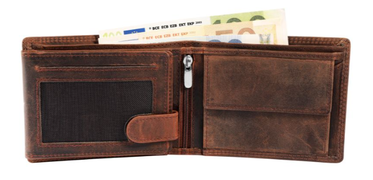 Akzent Leder Geldbörse RFID Echtleder Portemonnaie Geldbeutel Totenkopf Braun 11