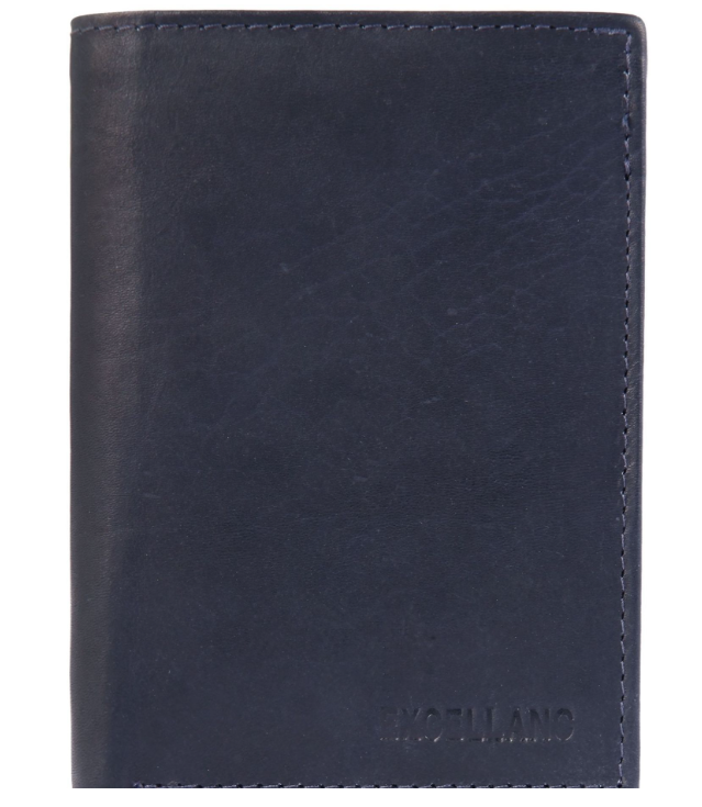 Excellanc Unisex Leder Portemonnaie Geldbeutel Portmonee Echtleder Dunkelblau 10